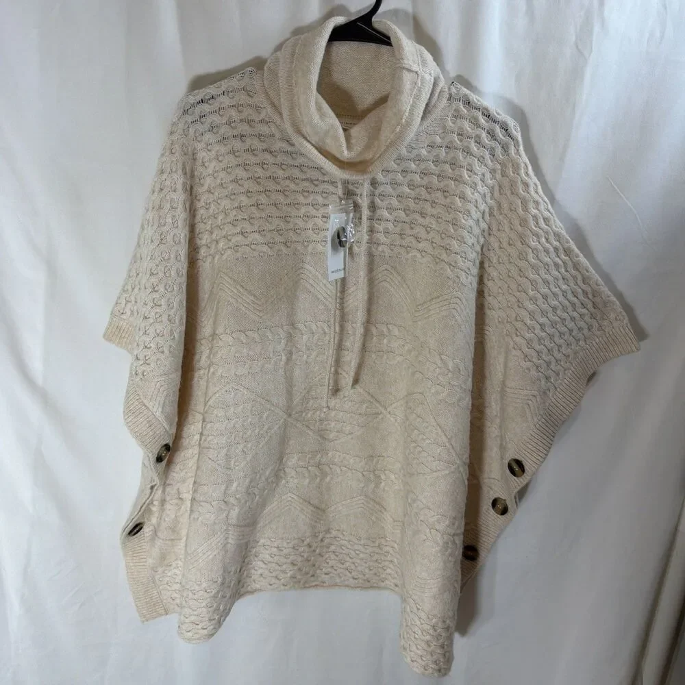 Westbound Women’s Poncho Sweater Size Large Cream New With Tags